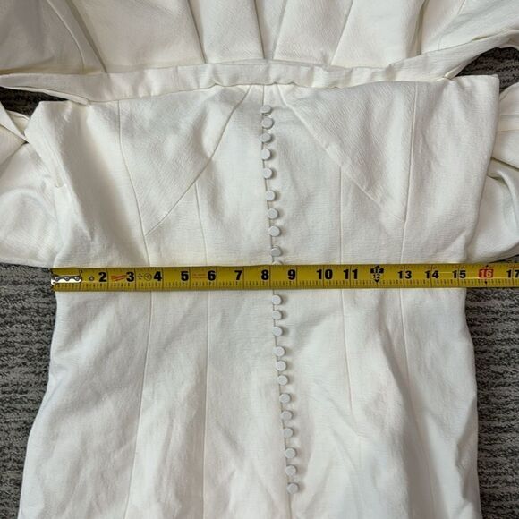 NWT SIMKHAI Puffed Off-The-Shoulder Minidress Natural White Size 10 - Picture 7 of 12